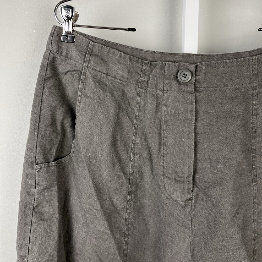 European Cropped Barrel Leg Linen Pants Womens XL Gray Lagenlook Boho Coastal - Picture 4 of 8